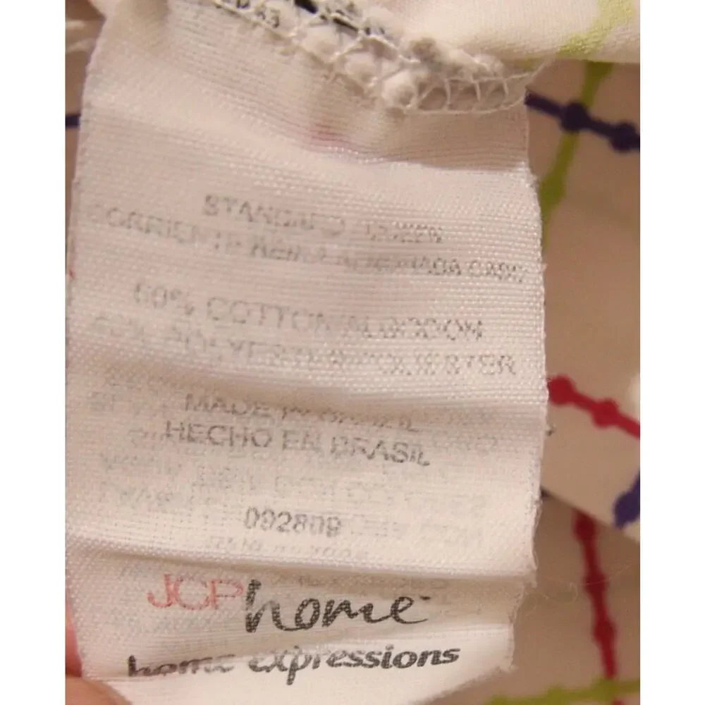 JCP Home Pillowcase Standard Stripe Purple Pink Green White Cotton Blend 31x20